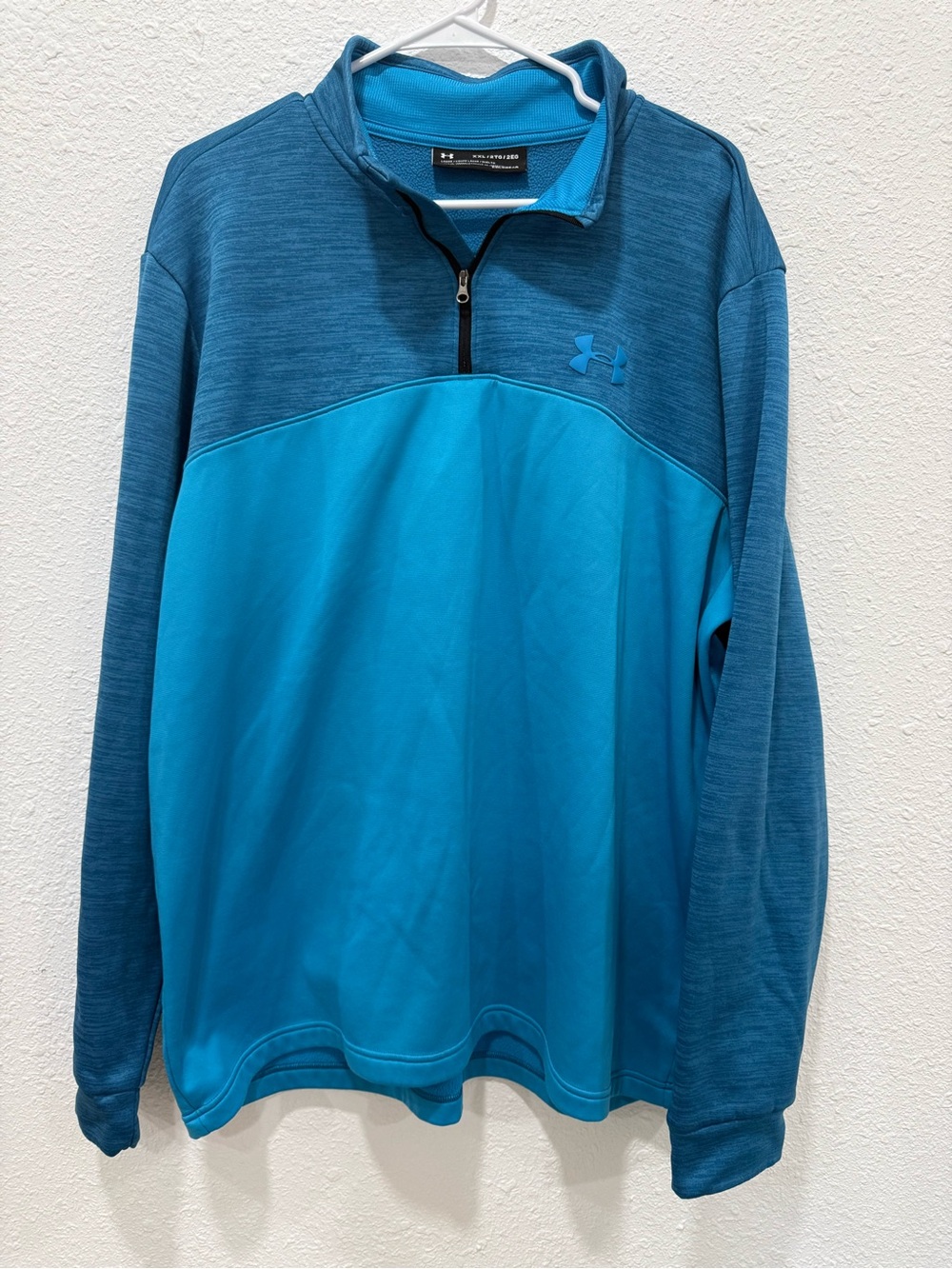 Under Armour ColdGear 1/4 Zip Pullover Jacket Mens XXL Blue Colorblock Fleece